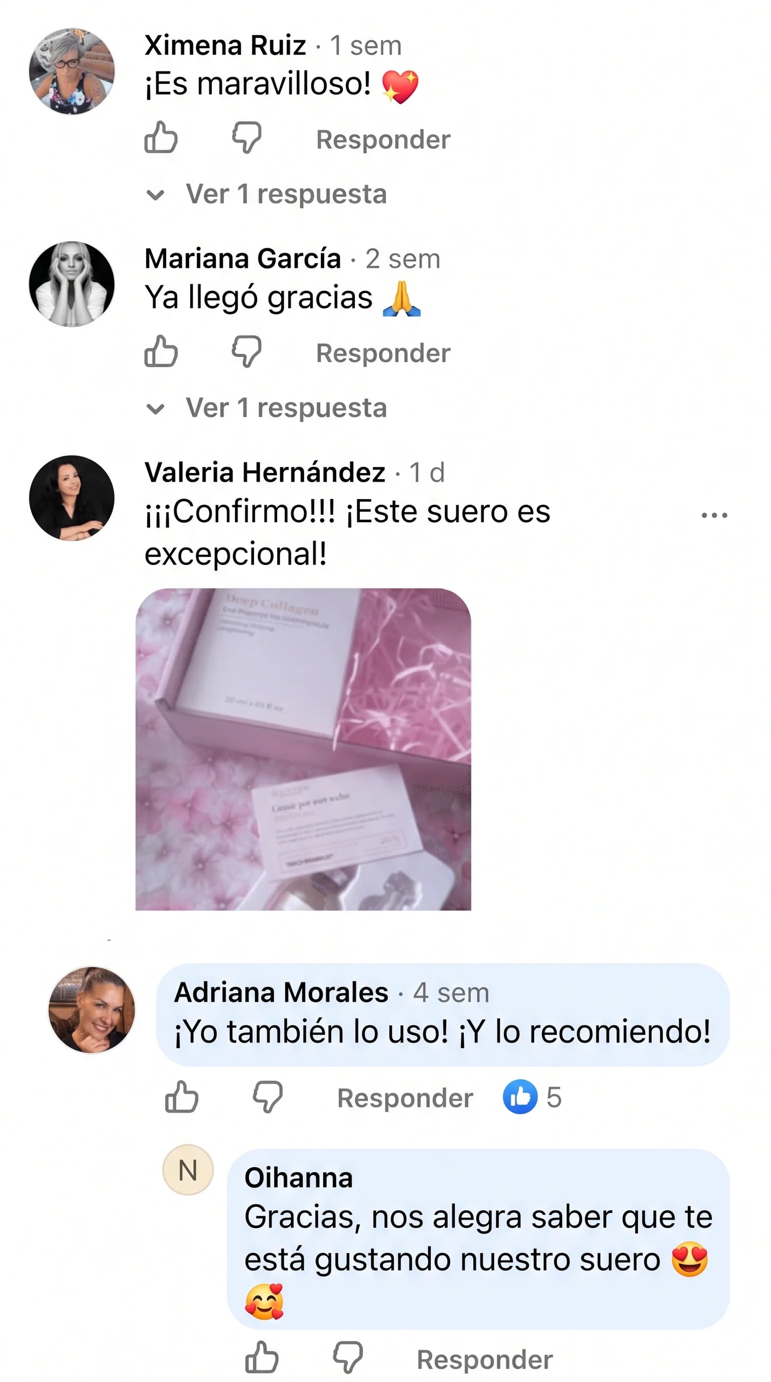 Comentario de Facebook de una clienta de Oihanna 1